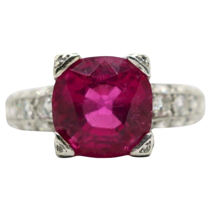 Platinum Tourmaline Diamonds Ring For Sale