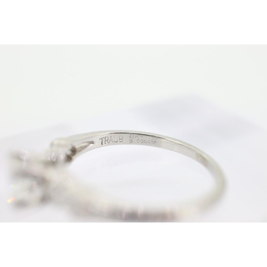 Platinum TRAUB Orange Blossom Ring. Diamond Solitaire Claw Set. Antique Platinum For Sale 6