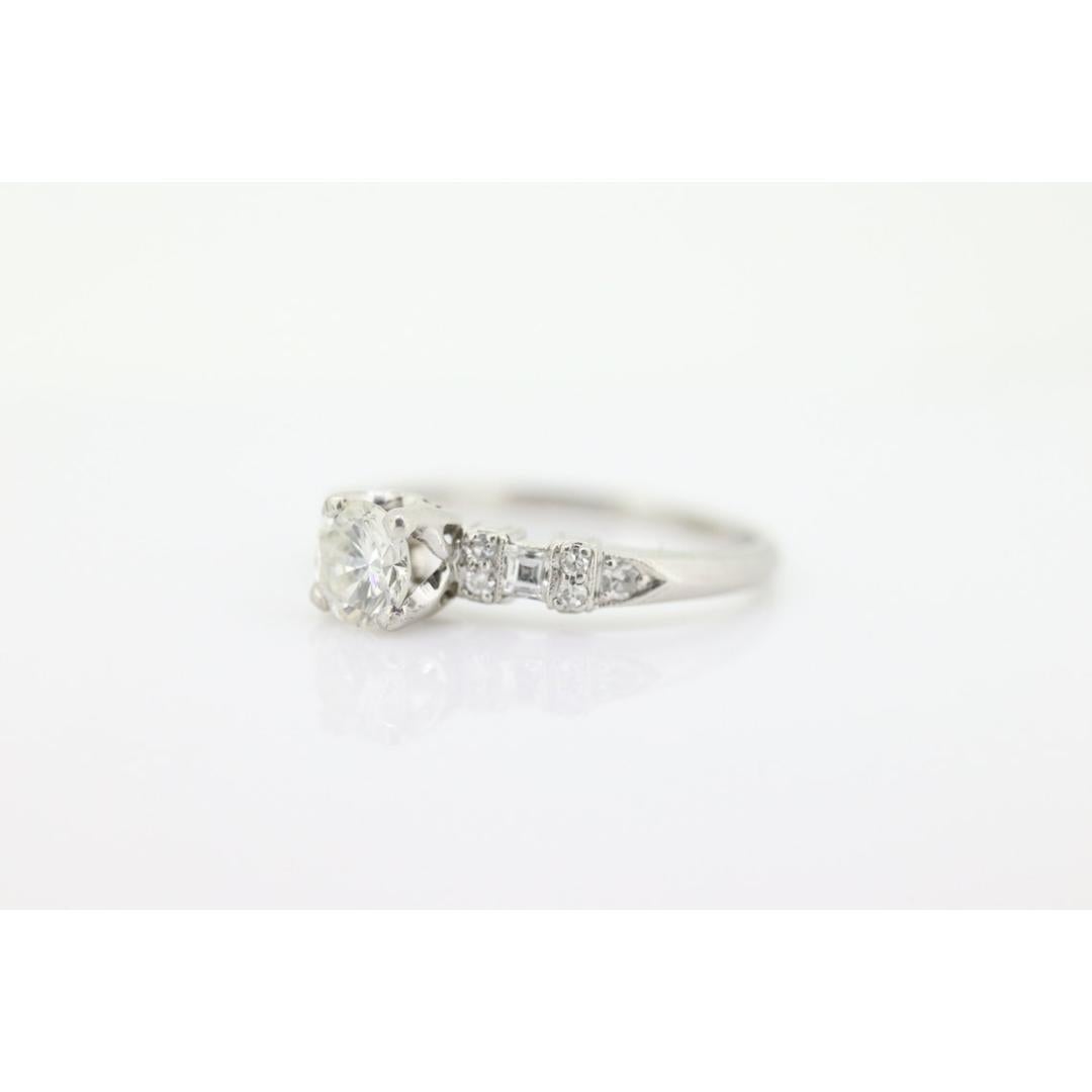 Platinum TRAUB Orange Blossom Ring. Diamond Solitaire Claw Set. Antique Platinum In Good Condition For Sale In Port Charlotte, FL