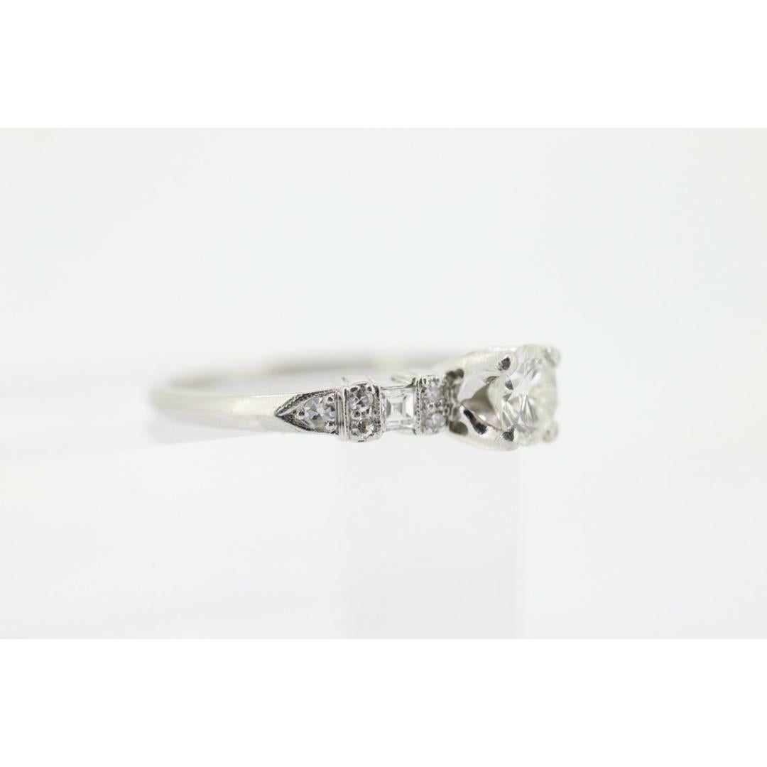 Platinum TRAUB Orange Blossom Ring. Diamond Solitaire Claw Set. Antique Platinum For Sale 1