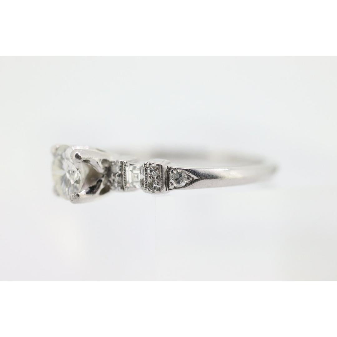 Platinum TRAUB Orange Blossom Ring. Diamond Solitaire Claw Set. Antique Platinum For Sale 2