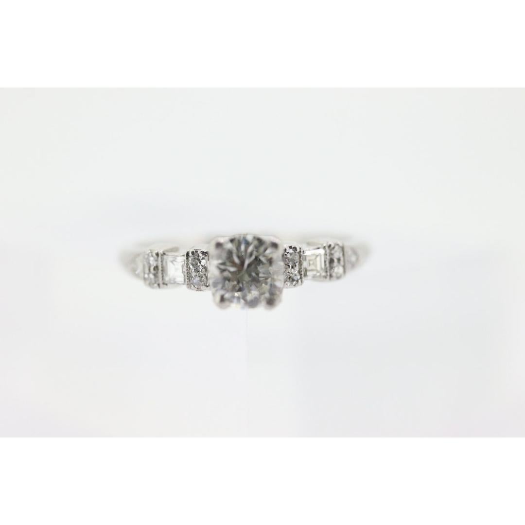 Platinum TRAUB Orange Blossom Ring. Diamond Solitaire Claw Set. Antique Platinum For Sale 3