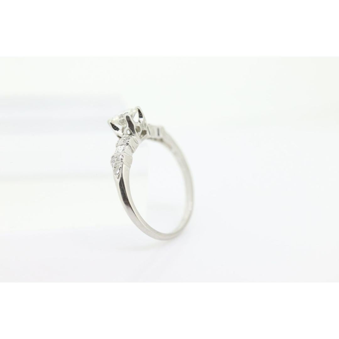 Platinum TRAUB Orange Blossom Ring. Diamond Solitaire Claw Set. Antique Platinum For Sale 4