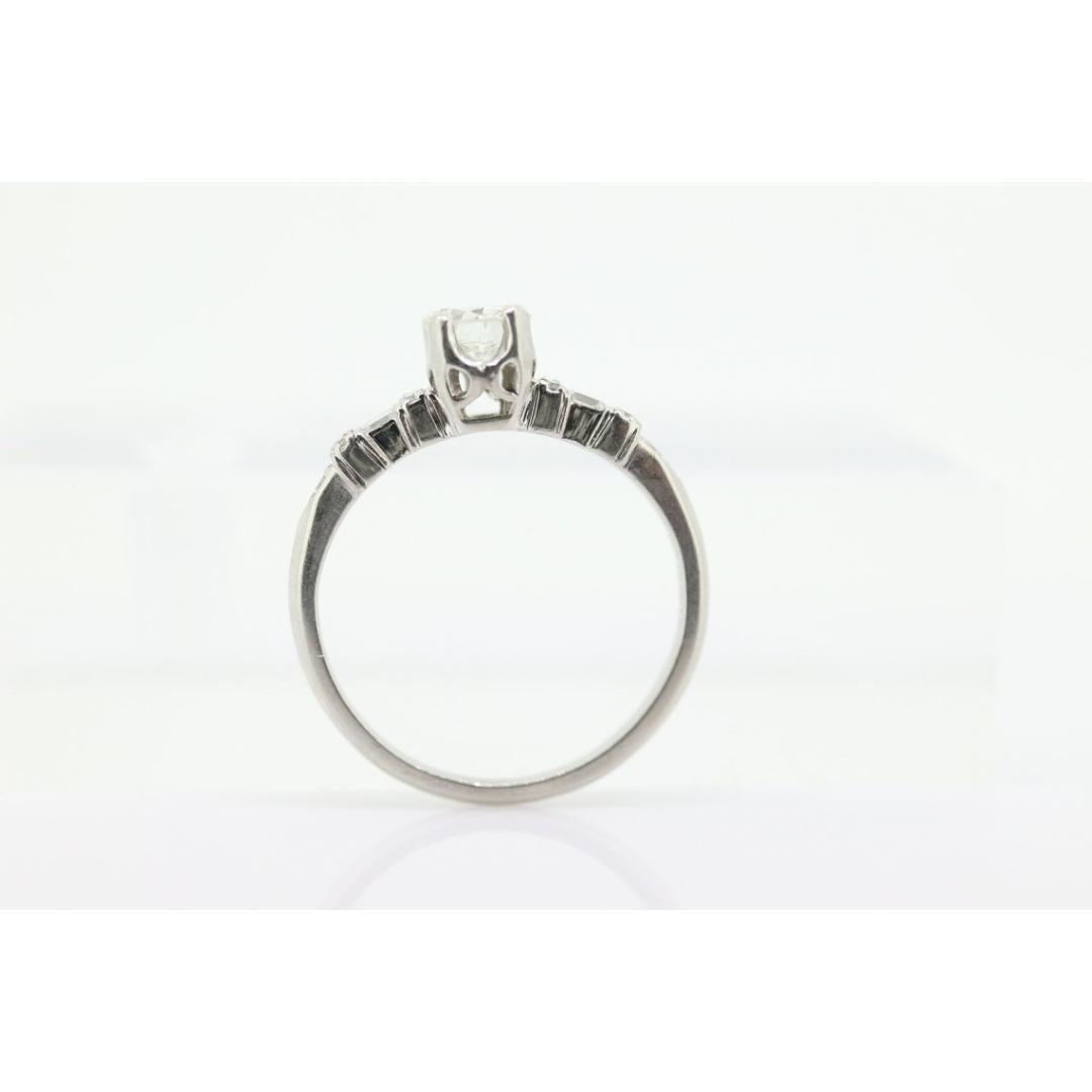 Platinum TRAUB Orange Blossom Ring. Diamond Solitaire Claw Set. Antique Platinum For Sale 5