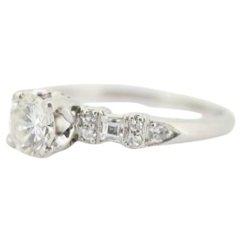Platinum TRAUB Orange Blossom Ring. Diamond Solitaire Claw Set. Antique Platinum