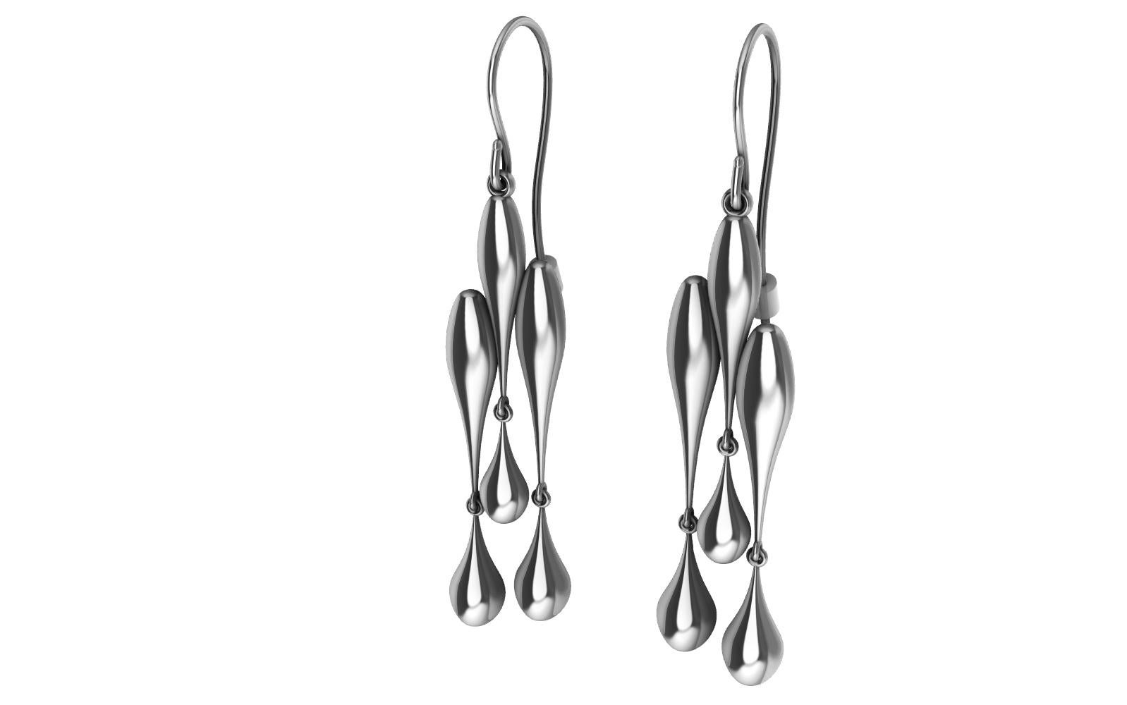 Platinum Tri-Waterdrop Hollow Earrings For Sale 5