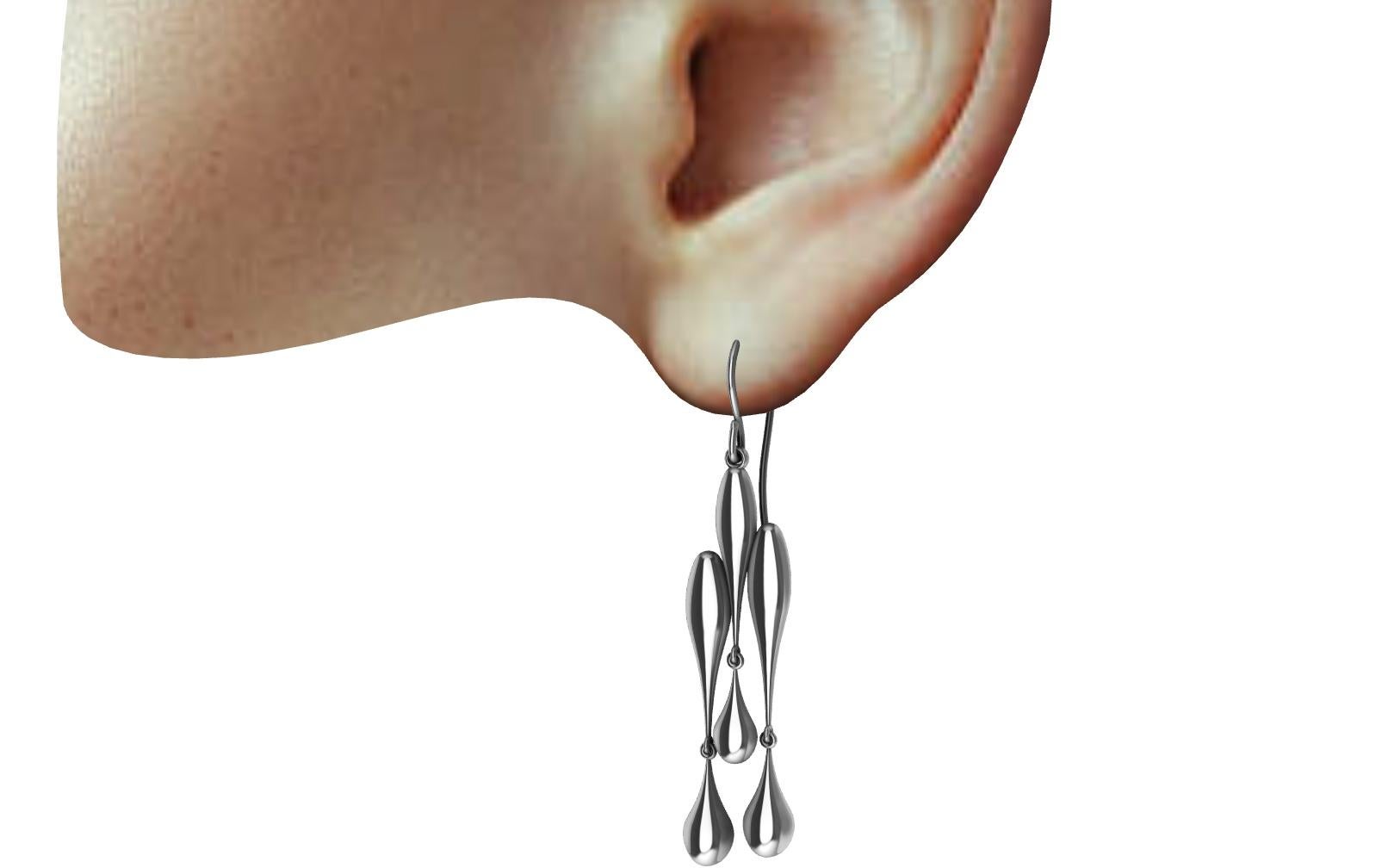 Contemporary Platinum Tri-Waterdrop Hollow Earrings For Sale