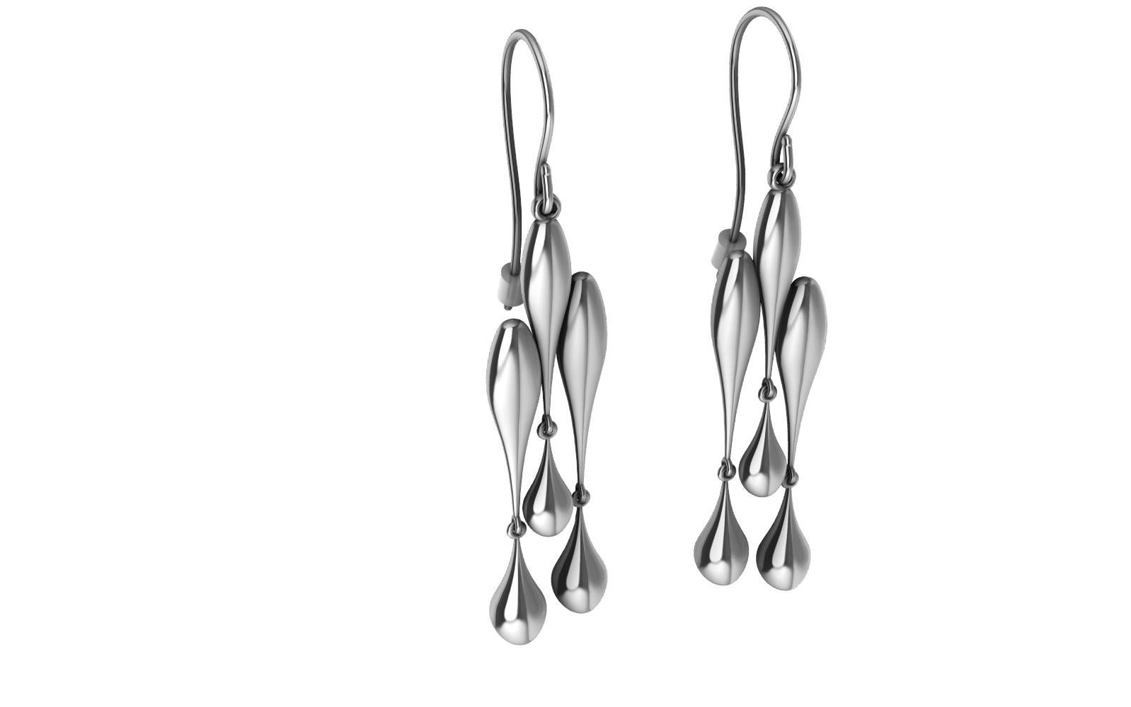 Platinum Tri-Waterdrop Hollow Earrings For Sale 4