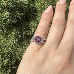 Platinum Trillion Cut 2.26ctw Fiery Magenta Tourmaline & Diamond Cocktail Ring