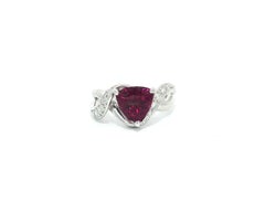 Platinum Trillion Cut 2.26ctw Fiery Magenta Tourmaline & Diamond Cocktail Ring