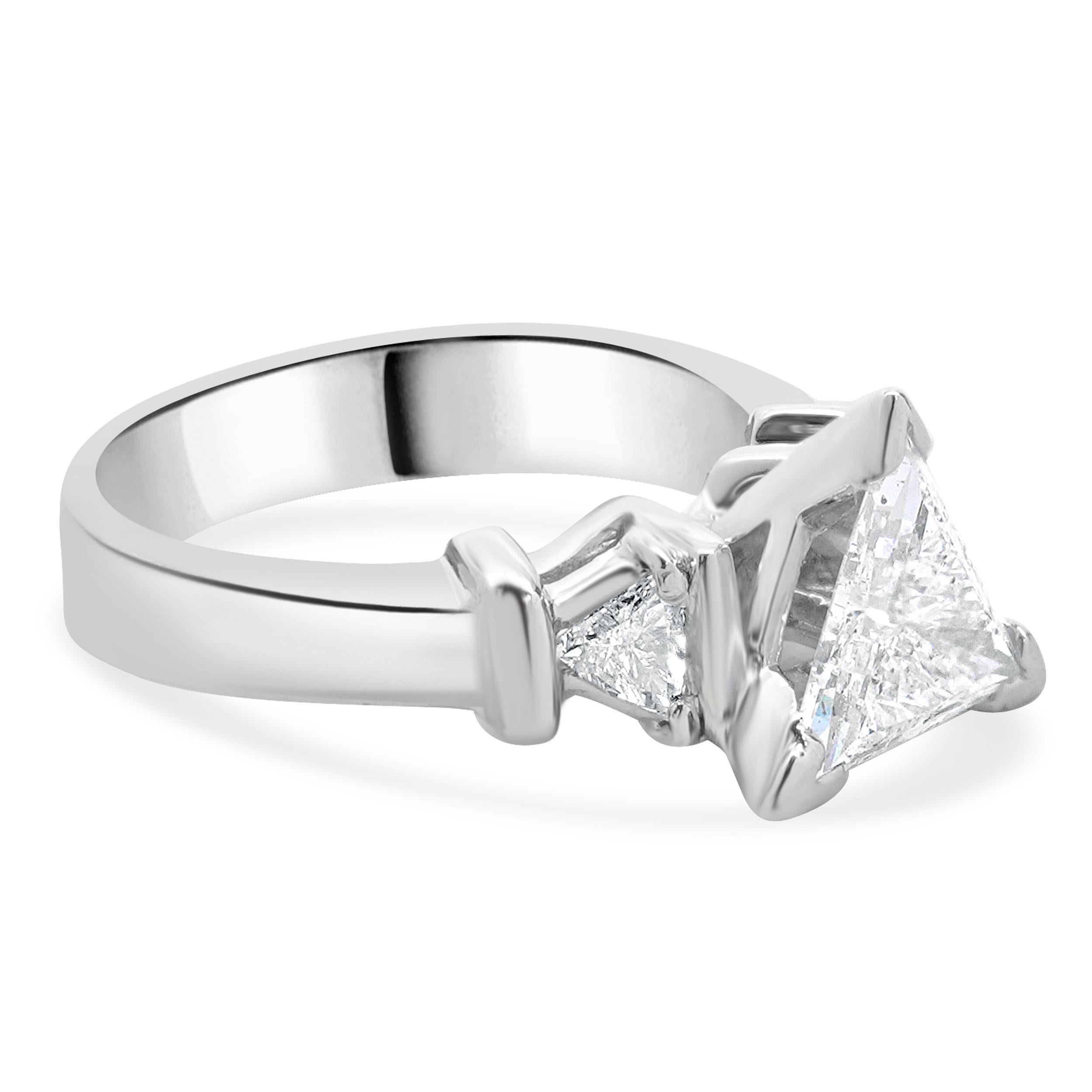 Women's Platinum Trillion Cut Diamond Engagement Ring For Sale