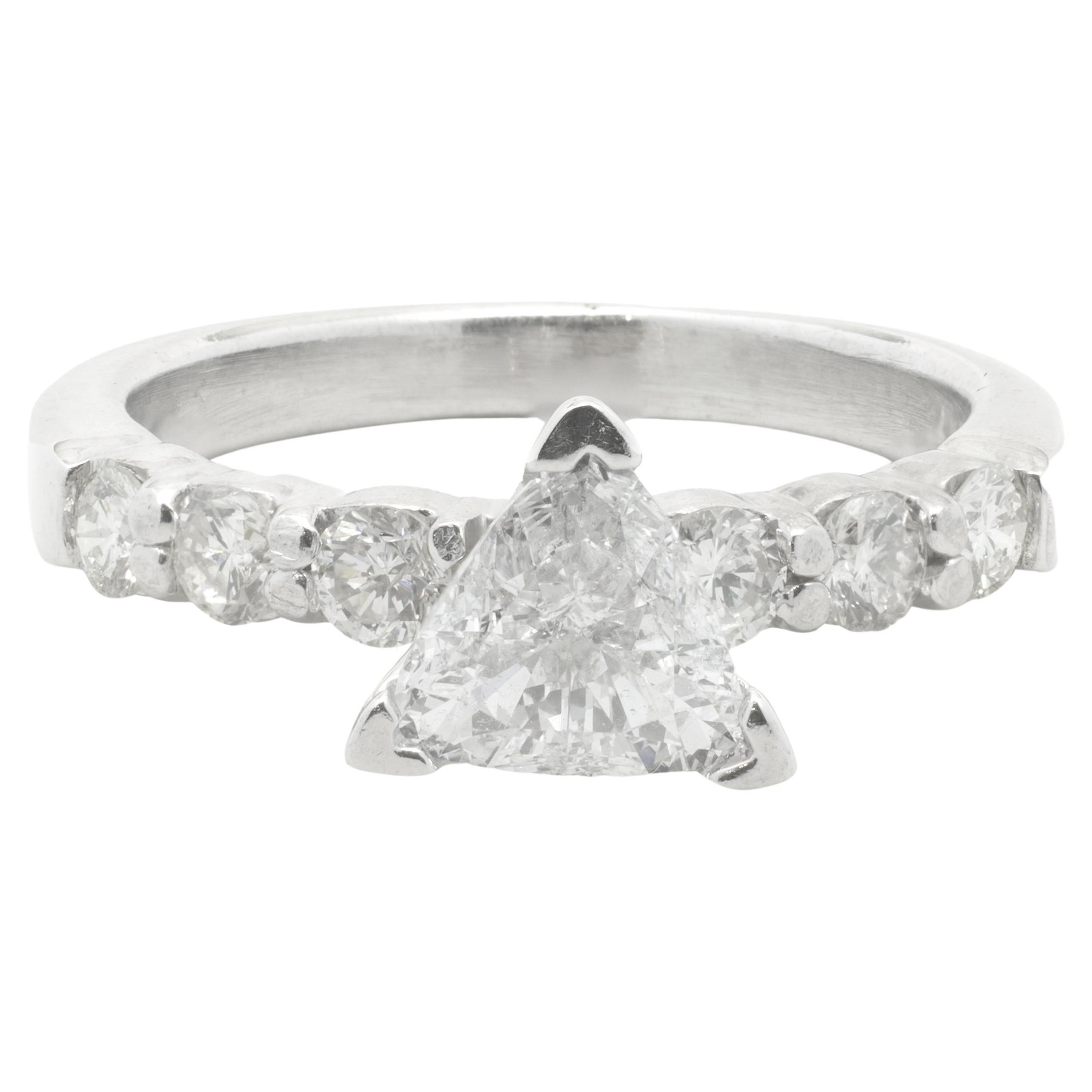 Platinum Trillion Cut Diamond Engagement Ring For Sale