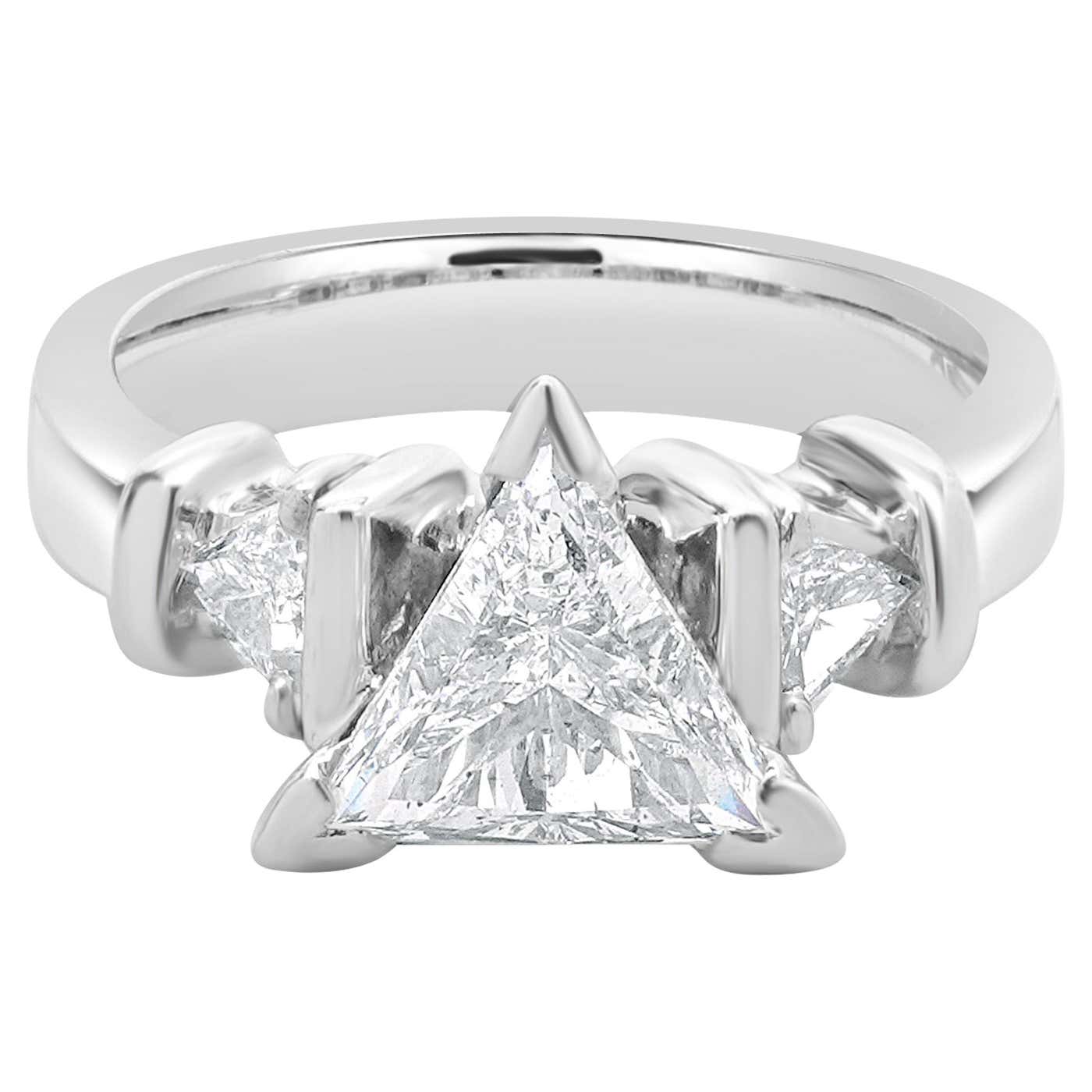 Trillian Rings Platinum Trillion Cut Diamond Engagement Ring For Sale at 1stDibs