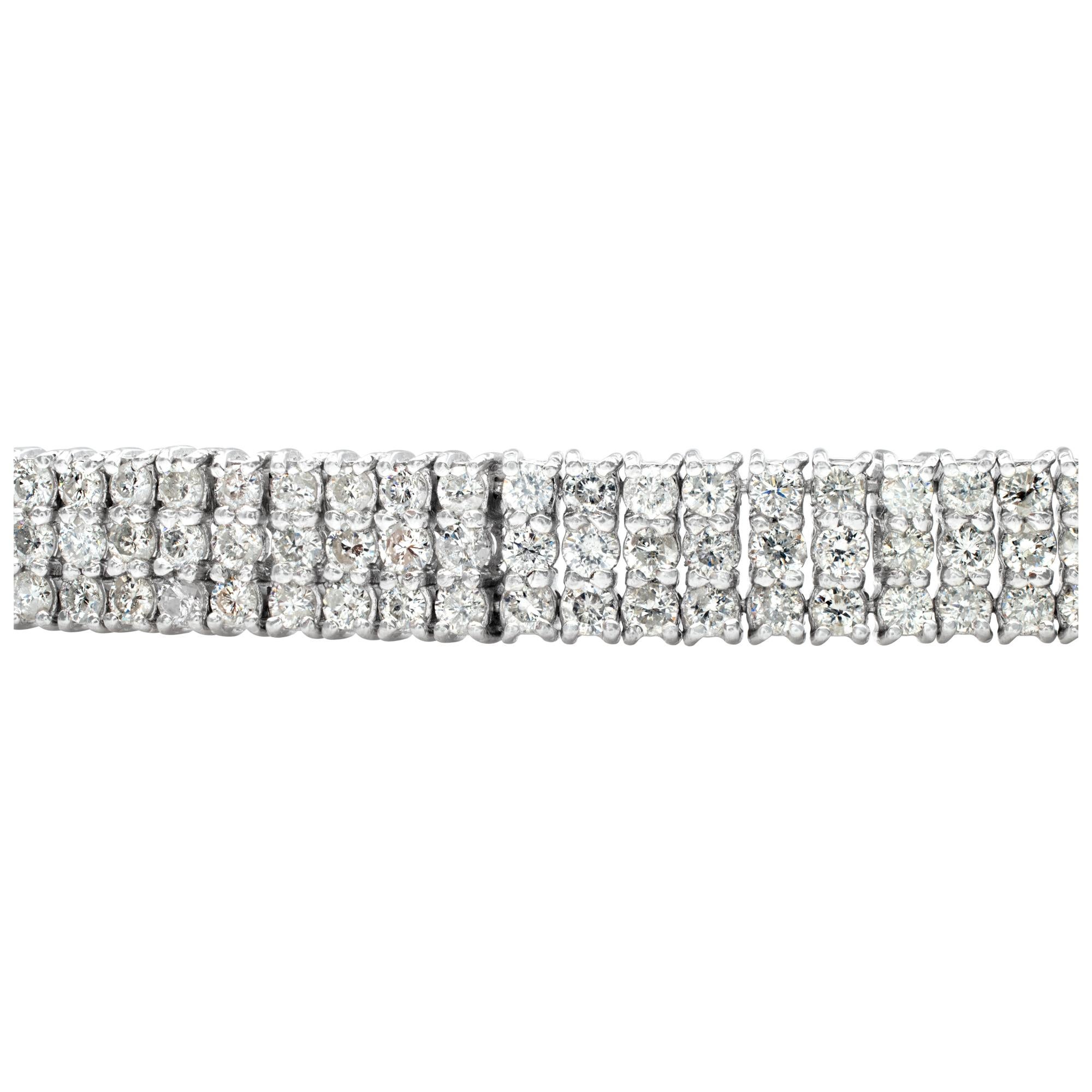 Platinum triple row diamond line bracelet In Excellent Condition In Surfside, FL