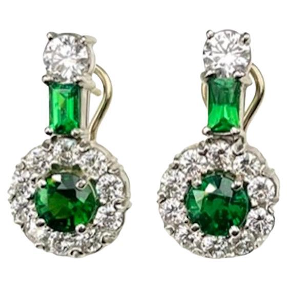 Platinum Tsavorite Earrings For Sale