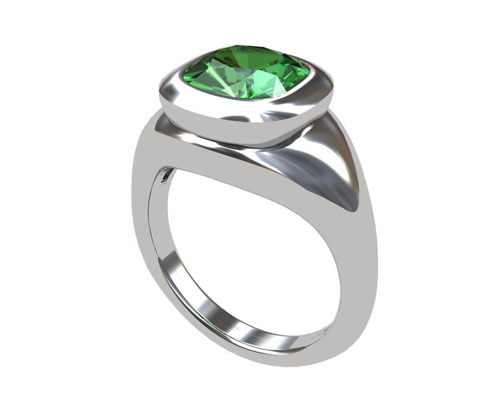 Platinum 2.39 Carats Tsavorite Sculpture Ring In New Condition For Sale In New York, NY