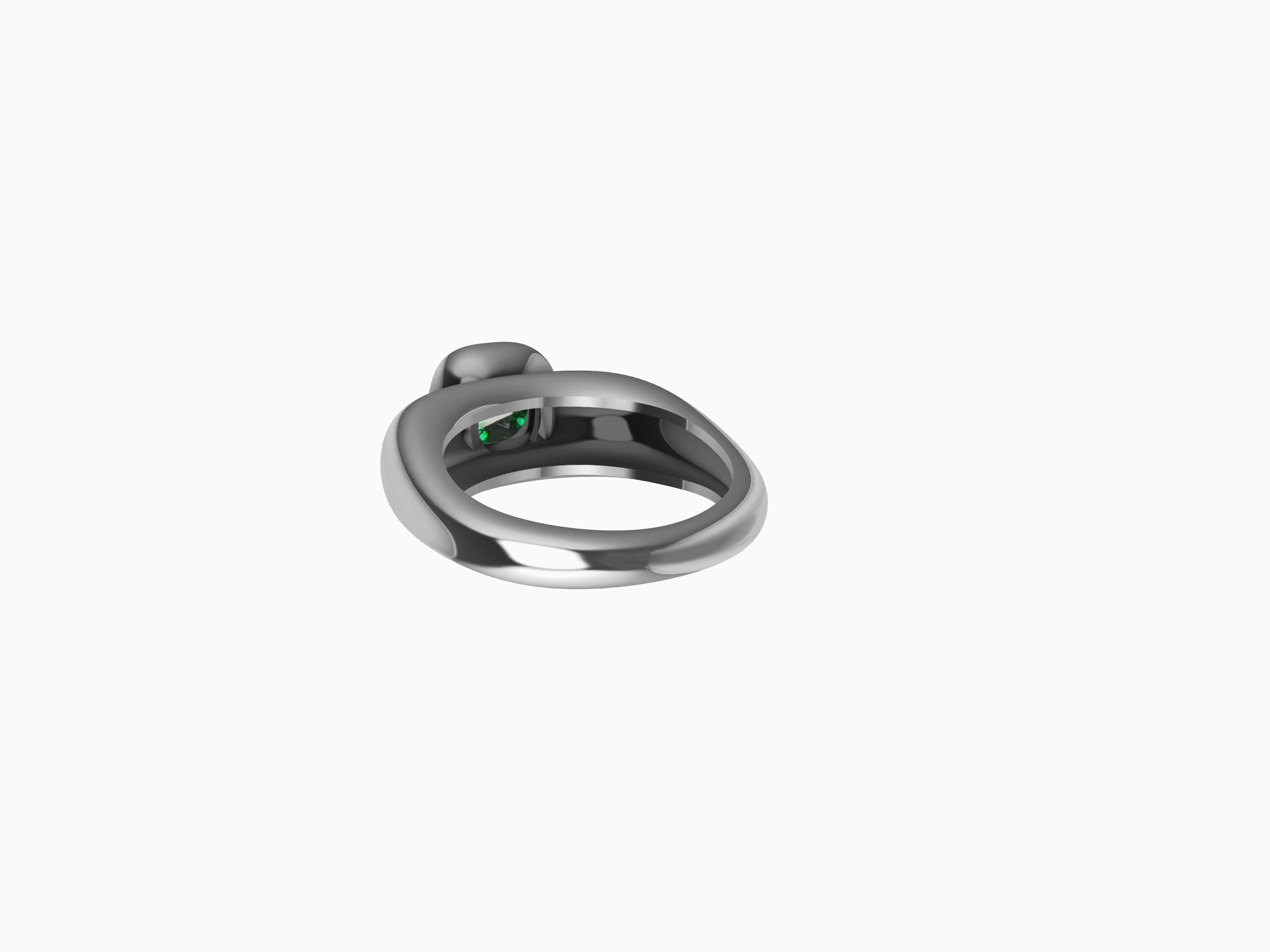 Platinum Tsavorite Sculpture Ring For Sale 1
