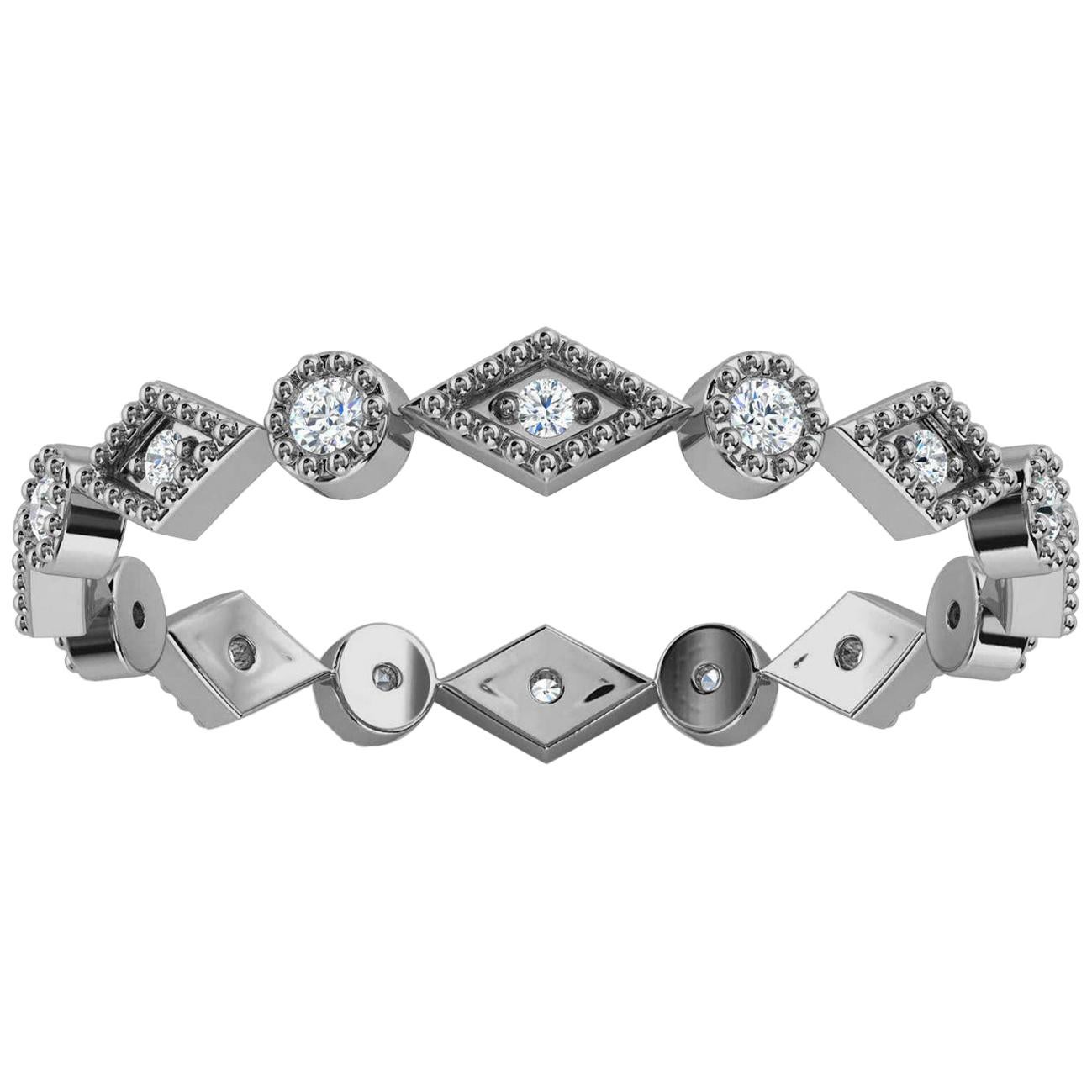 Platinum Tuffy Petite Eternity Milgrain Diamond Ring '1/10 Ct. Tw' For Sale