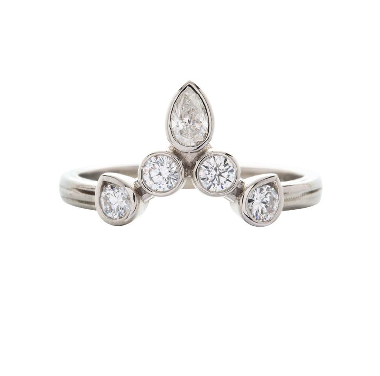 Platinum Turned Out Invincible Tiara Diamond Ring For Sale at 1stDibs