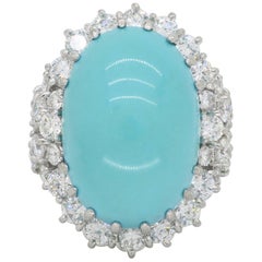Platinum Turquoise and Diamond Cocktail Ring