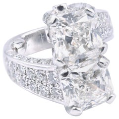 Platinum Two Diamond Cross over Custom Fashion Engagement Ring
