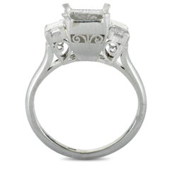 Platinum Two Diamond Square Mounting Ring