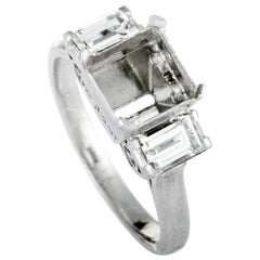 Platinum Two Diamond Square Mounting Ring