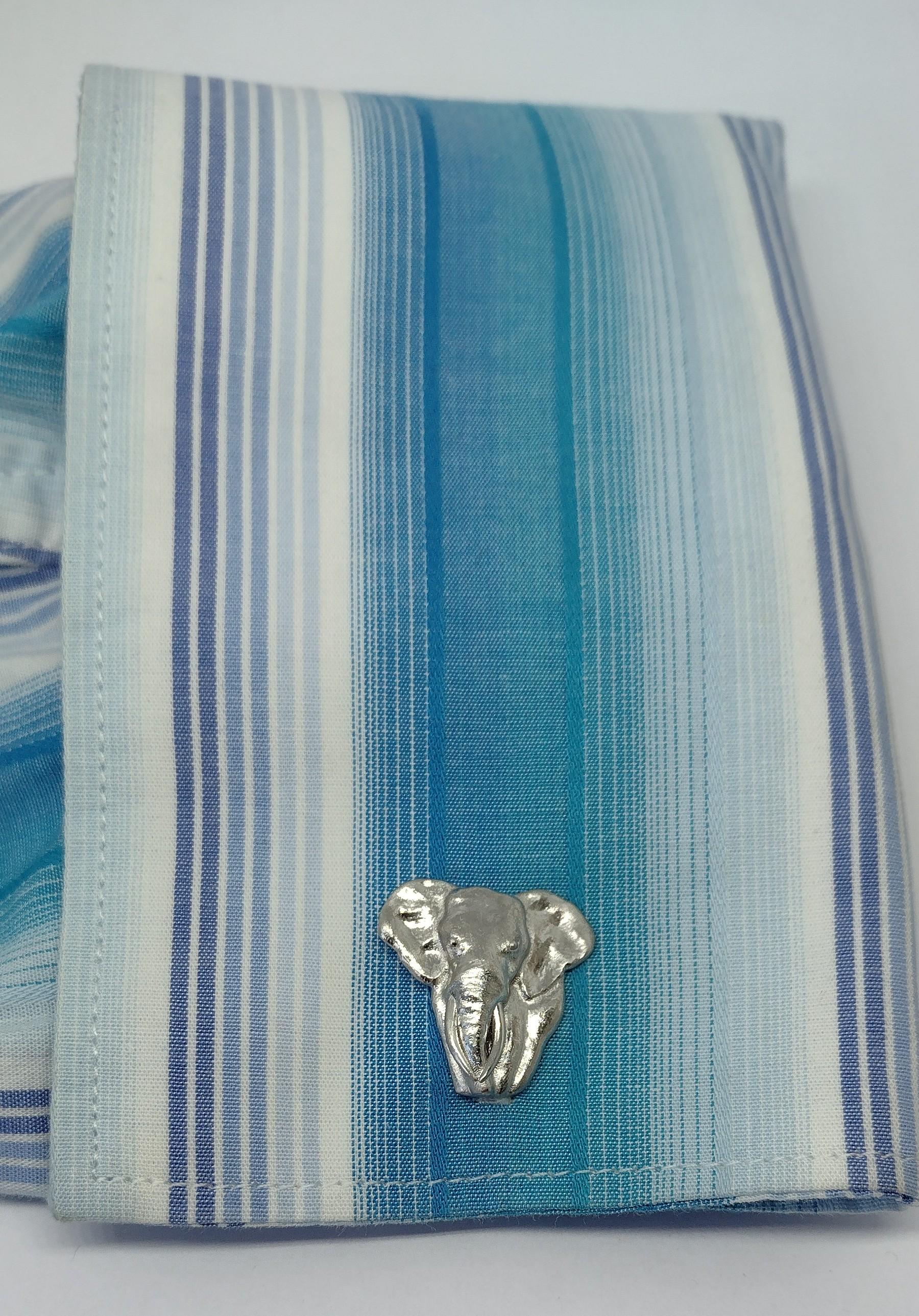 Contemporary Platinum Two Tusk Elephant Cufflinks For Sale