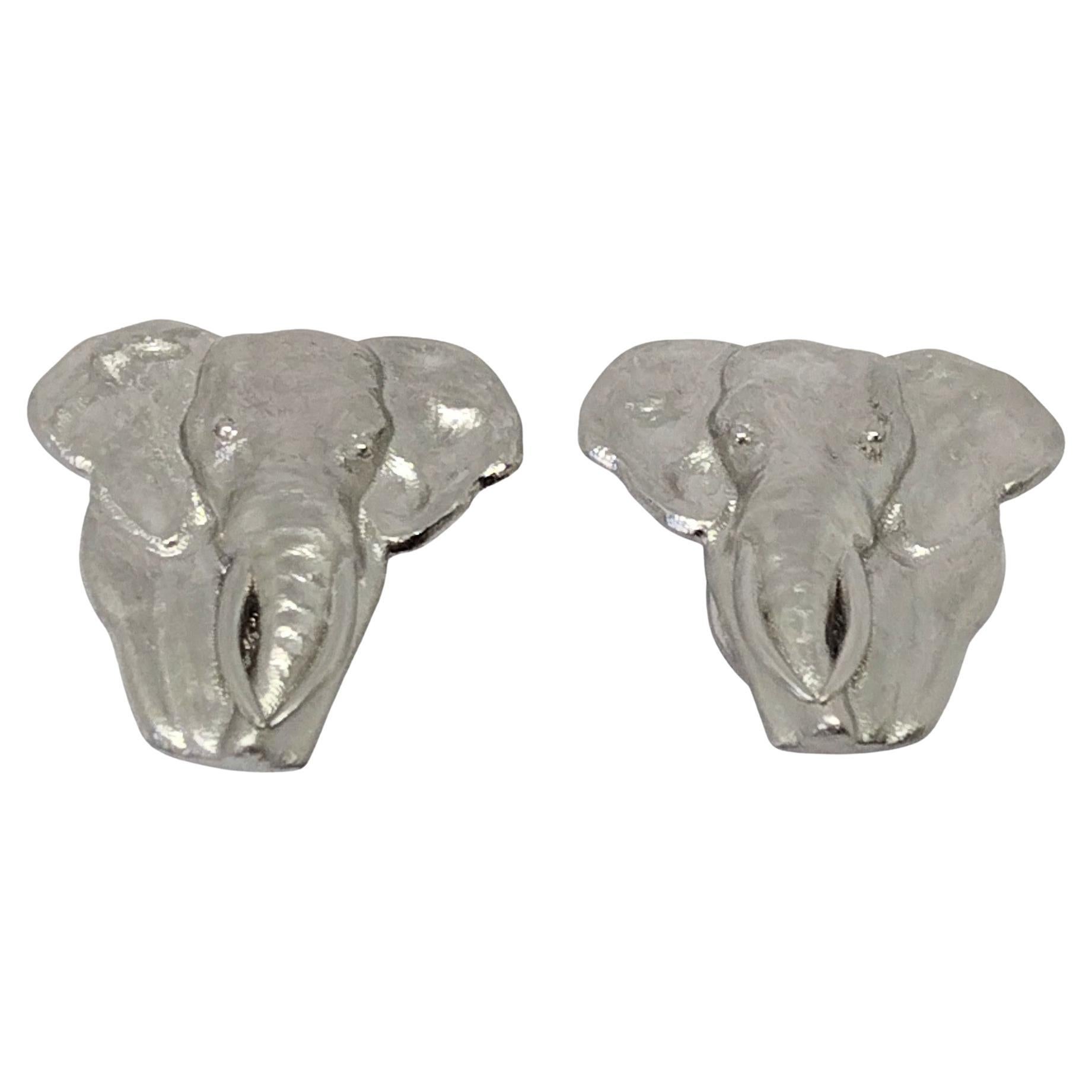 Platinum Two Tusk Elephant Cufflinks For Sale