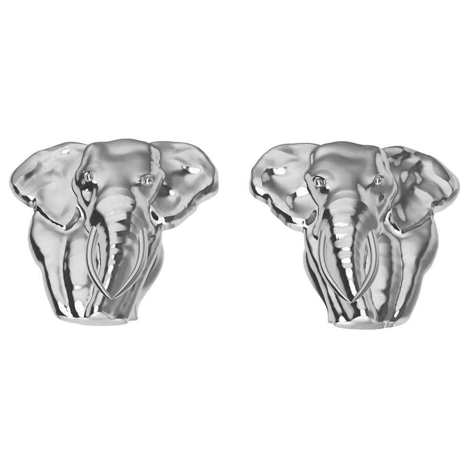 Platinum Two Tusk Elephant Stud Earrings For Sale