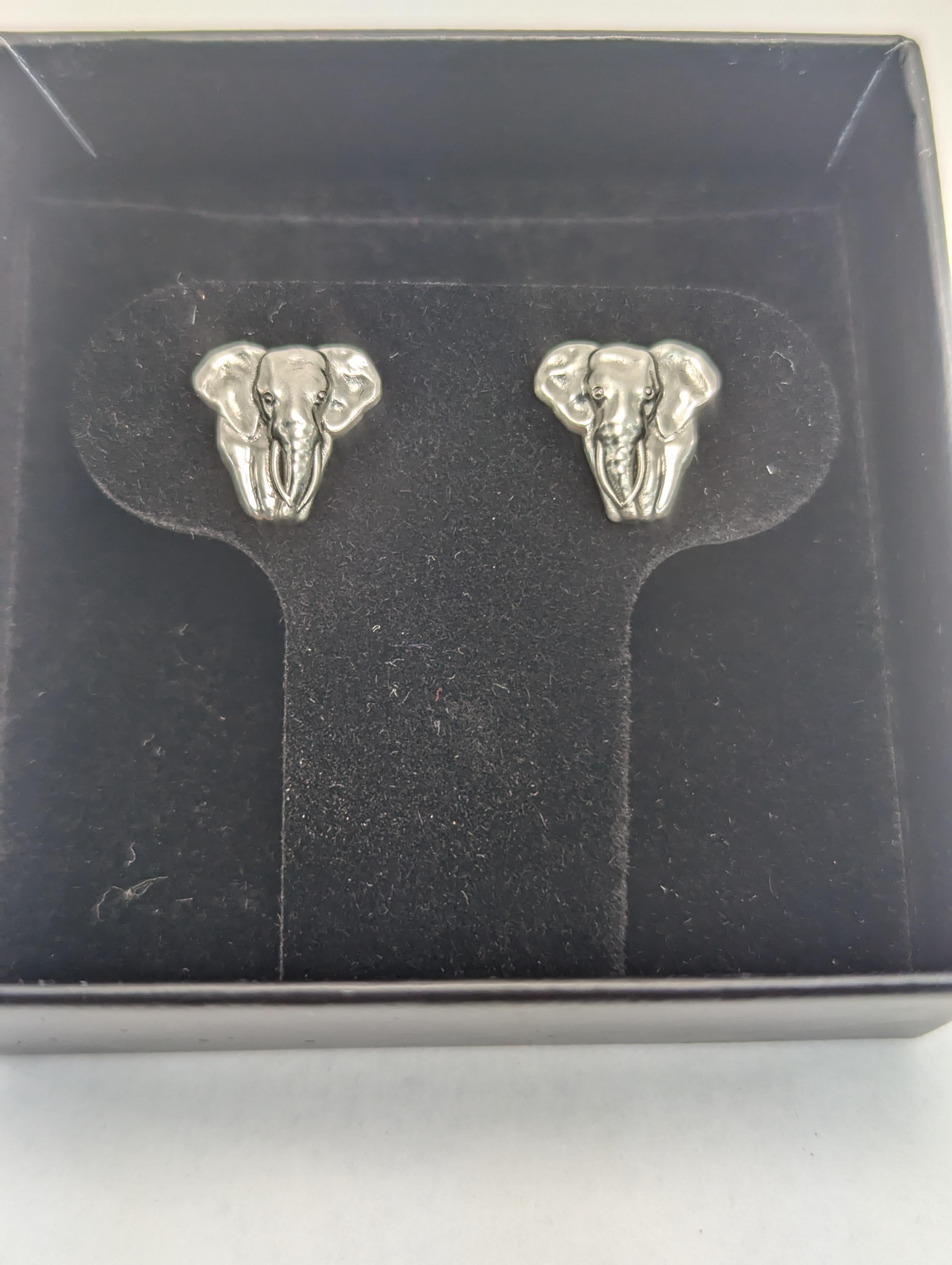 Platinum Two Tusk Elephant Stud Earrings For Sale 1