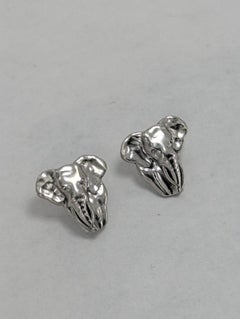 Platinum Two Tusk Elephant Stud Earrings