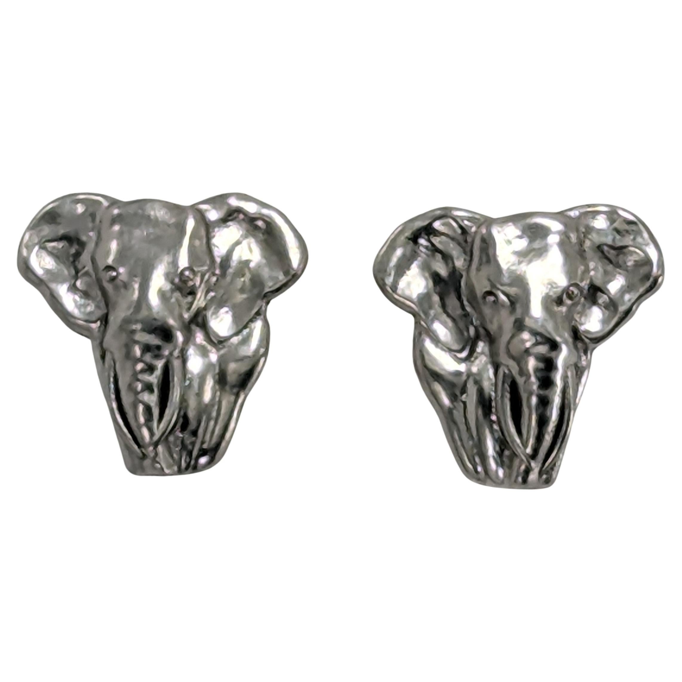 Platinum Two Tusk Elephant Stud Earrings