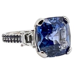 Platinum Unheated GIA Certified Sapphire with Diamonds Ring