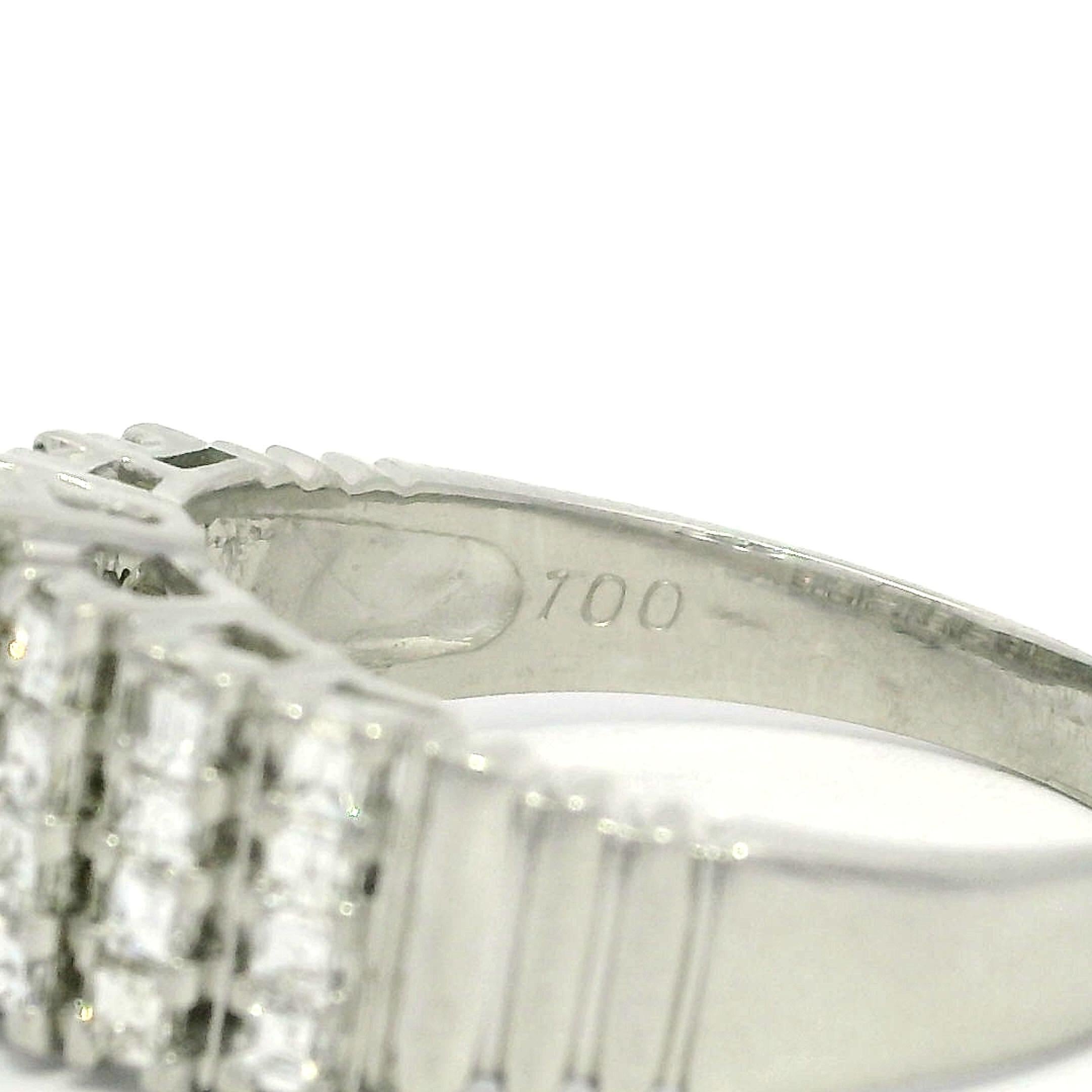 Platinum Unique Square Step Cut 1.0ctw Diamond Domed Pyramid Band Ring For Sale 5