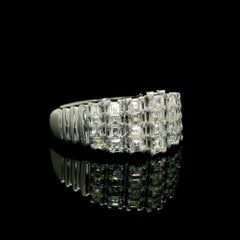 Platinum Unique Square Step Cut 1.0ctw Diamond Domed Pyramid Band Ring