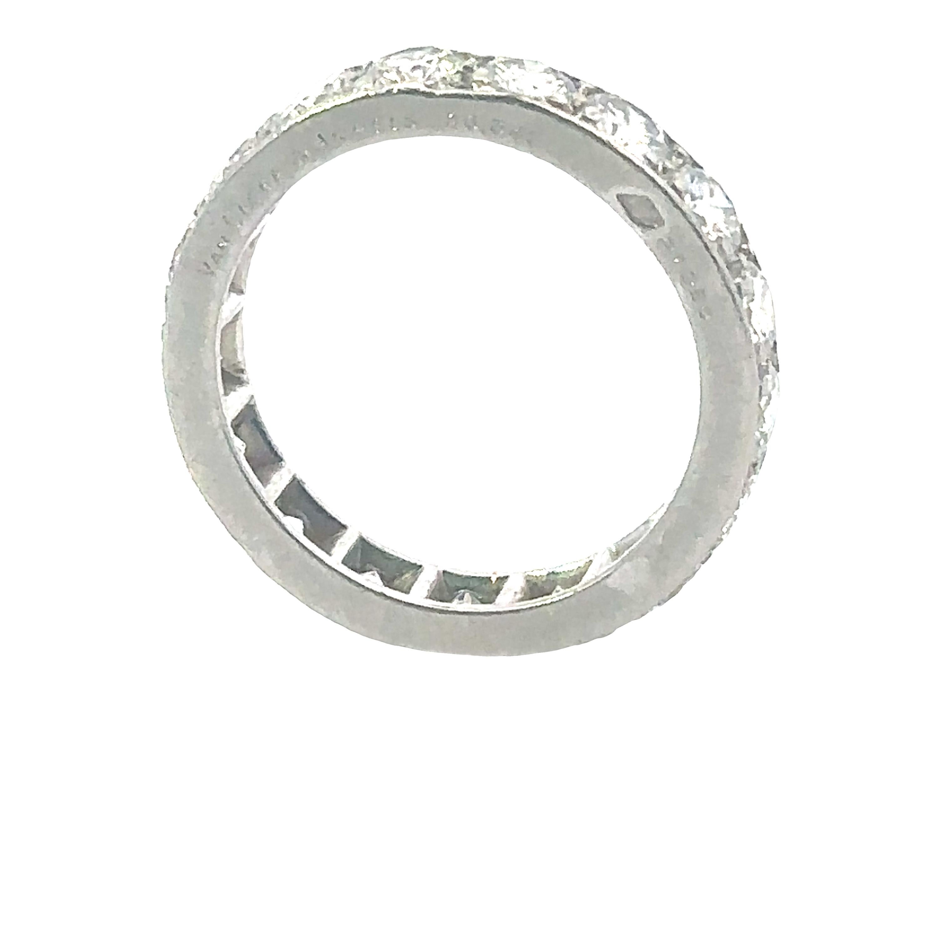 Round Cut Platinum Van Cleef & Arpels 1960s Diamond Eternity Ring For Sale