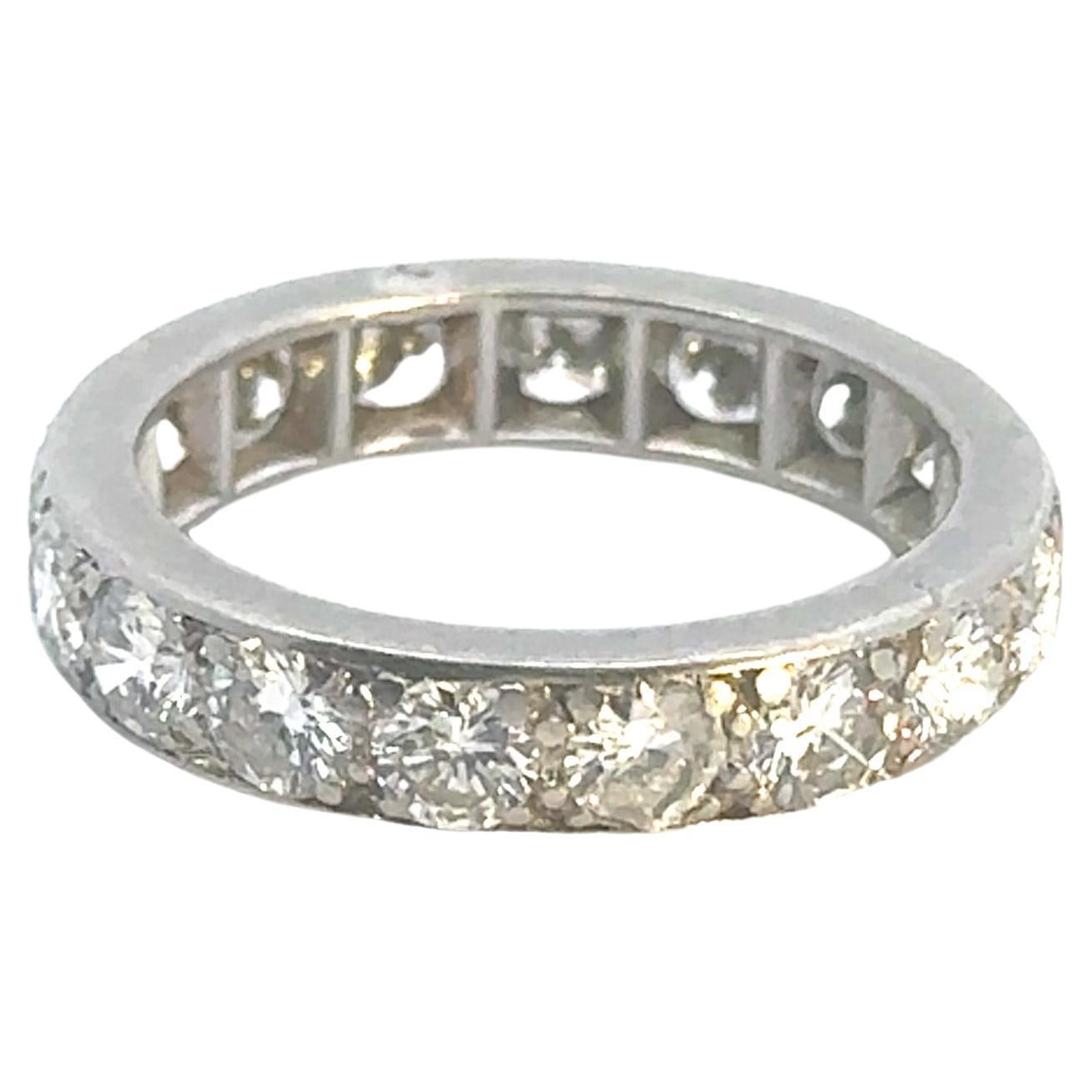 Women's Platinum Van Cleef & Arpels 1960s Diamond Eternity Ring For Sale