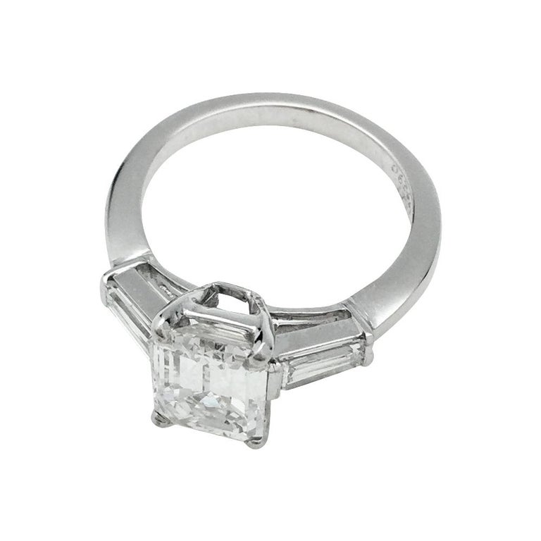 Van Cleef and Arpels engagement ring, 2.01 Carat Emerald-Cut Diamond G