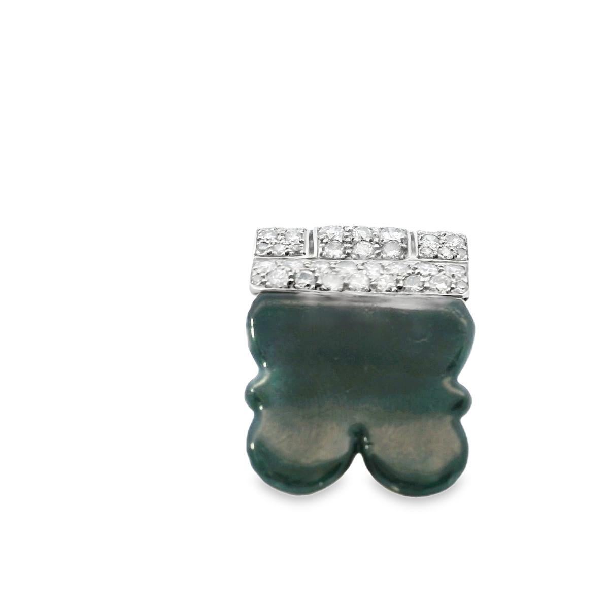 Round Cut Platinum Van Cleef & Arpels Art Deco Black Enamel Diamond  Clip