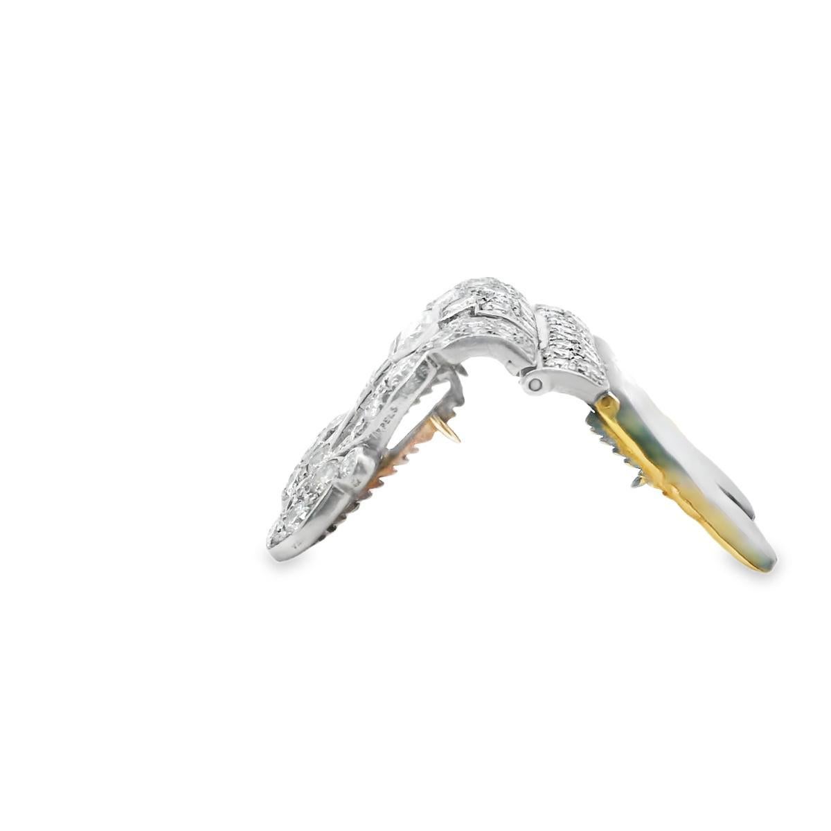 Platinum Van Cleef & Arpels Art Deco Black Enamel Diamond  Clip In Excellent Condition In New York, NY