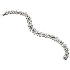 Platinum Van Cleef & Arpels Marquise and Round Brilliant Diamond Bracelet
