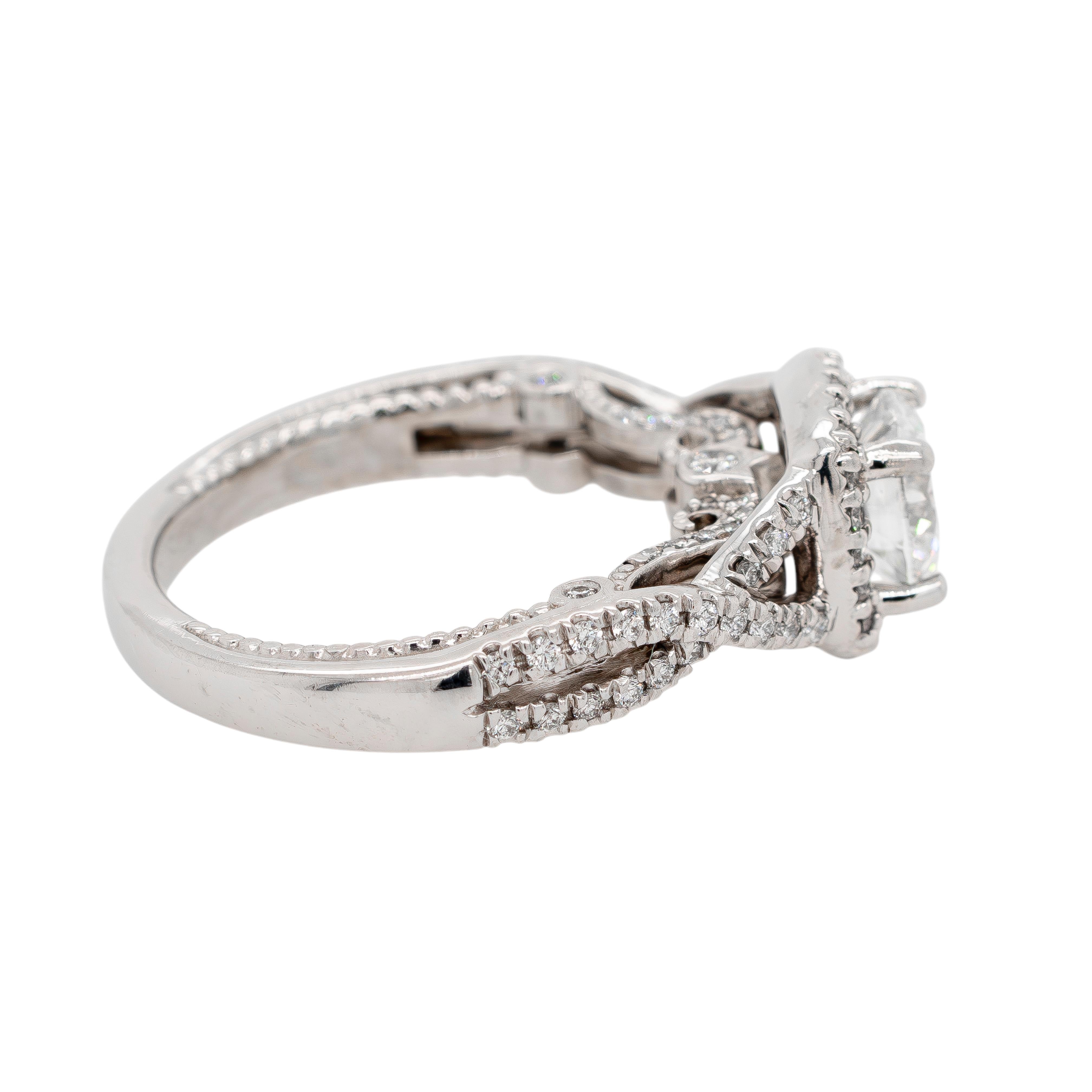 Round Cut Platinum Verragio Natural Round Brilliant Diamond Engagement Ring