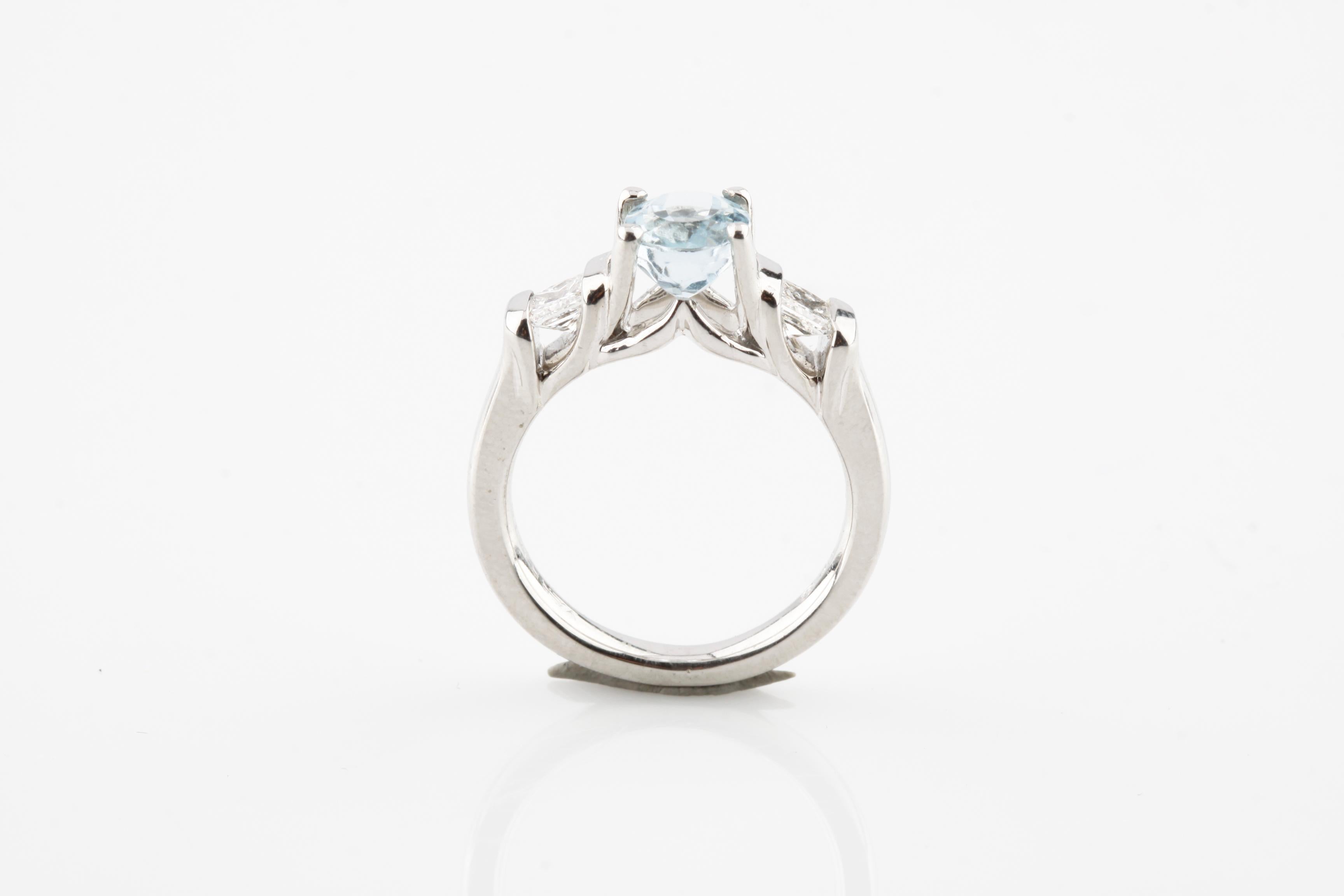 Oval Cut Platinum Verragio Oval Blue Topaz & Channel-Set Diamond Ring TCW = 1.85  w/ CoA For Sale