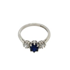 Platinum Very Finest Blue 0.81ct Sapphire 3 Stone Ring with 0.37ct of Diamonds