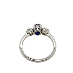 Platinum Very Finest Blue 0.96ct Sapphire and 0.38ct Diamond 3 Stone Ring