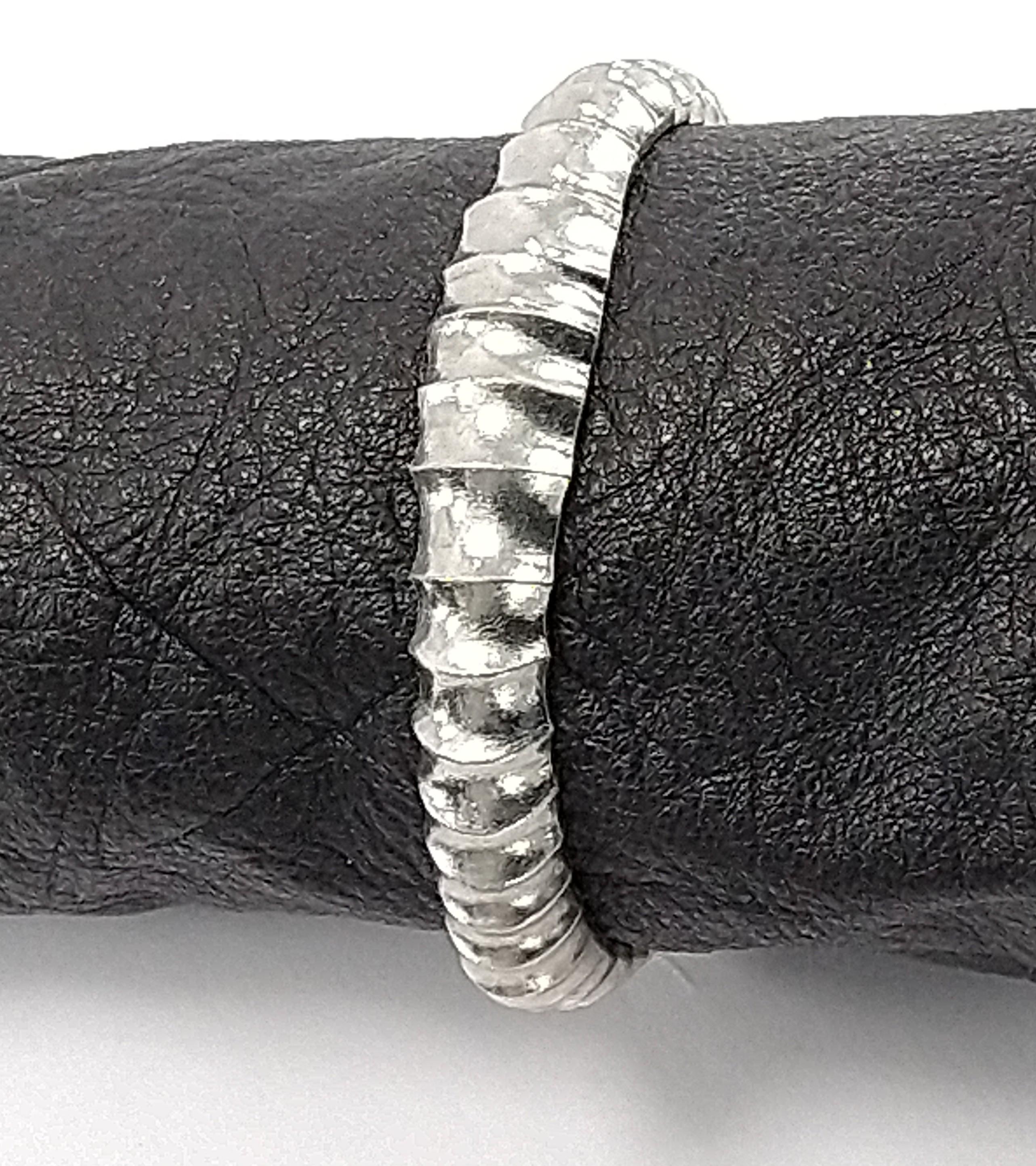 Platinum  Vertebrae Concave Cuff Bracelet For Sale 5
