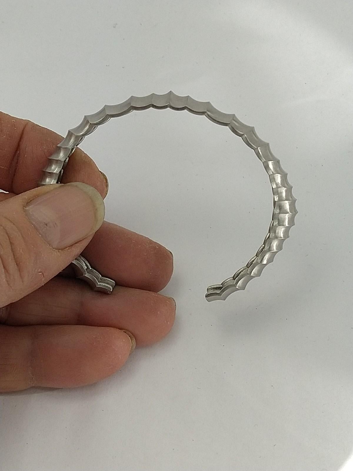 Platinum  Vertebrae Concave Cuff Bracelet For Sale 10