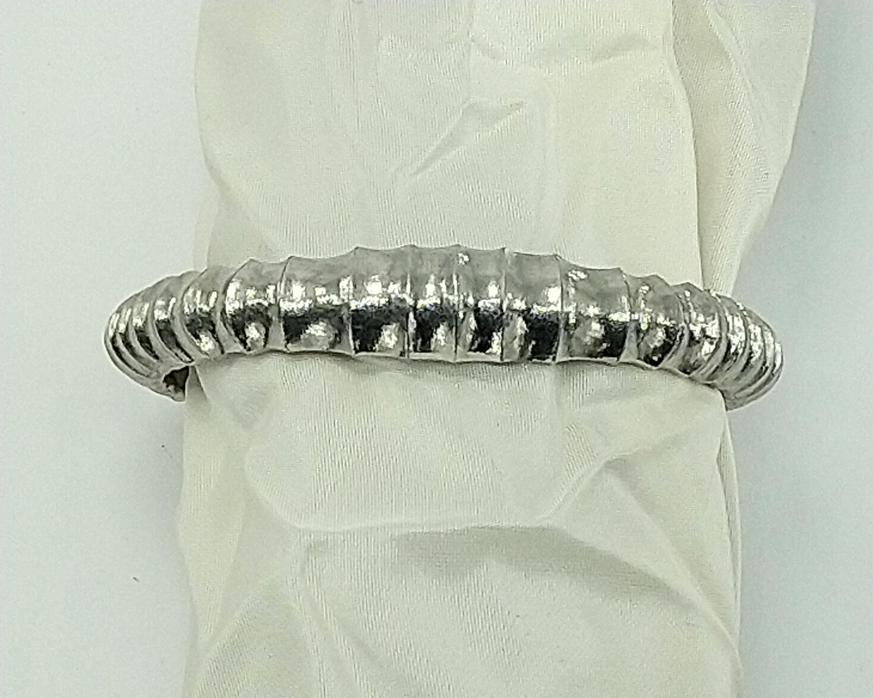 Platinum  Vertebrae Concave Cuff Bracelet For Sale 1