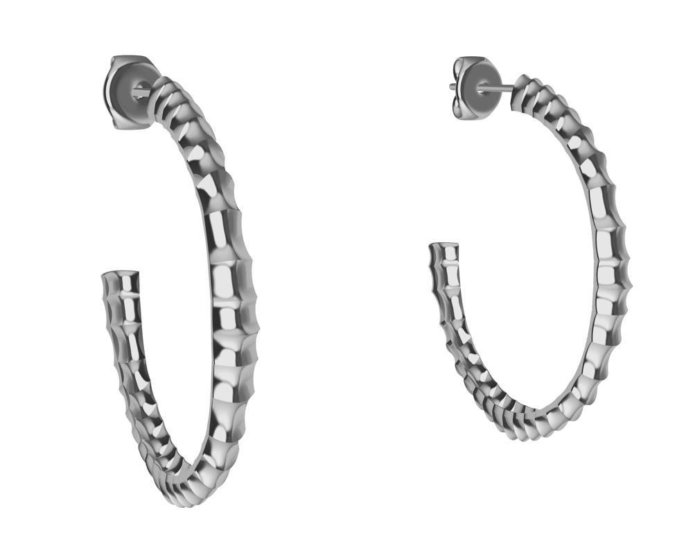 Contemporary Platinum Vetebrae Hoop Earrings For Sale